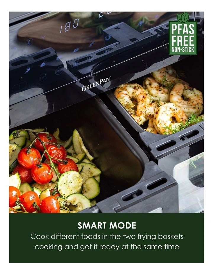 Bistro XXL Dual Zone Air Fryer in Black - PFAS-free ceramic non-stick image 2