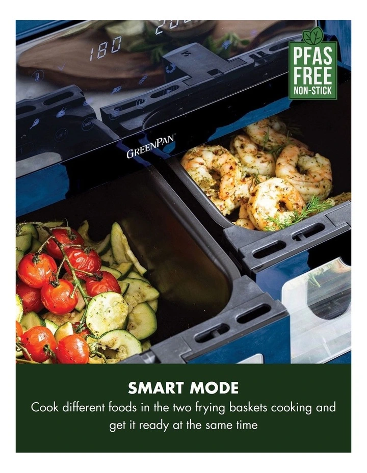 Bistro XXL Dual Zone Air Fryer in Oxford Blue - PFAS-free ceramic non-stick image 2