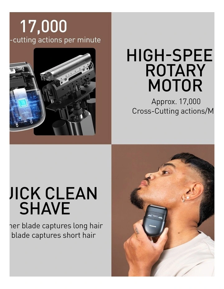 2 Blade Compact Shaver in Black, ES-CM2B-K541 image 3