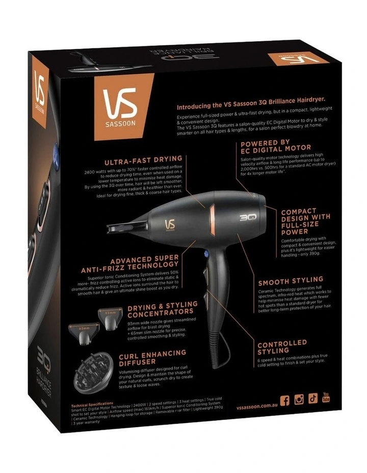 3Q Brilliance Hairdryer in Black image 7
