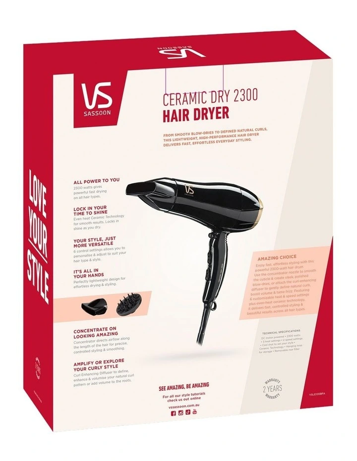 Ceramic Dry 2300 Hair Dryer, VSLE120BFA image 7