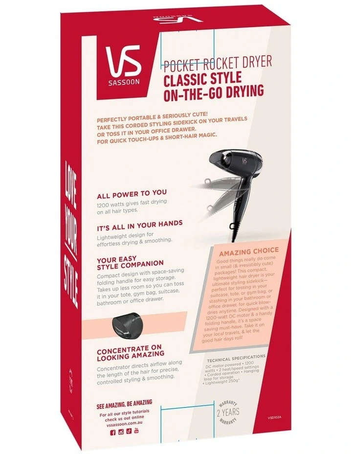 Pocket Rocket Hair Dryer VSD102A image 6