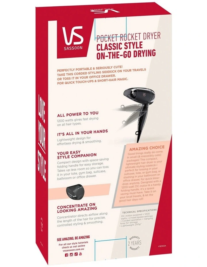 Pocket Rocket MiniPRO Hair Dryer VSD102A image 6