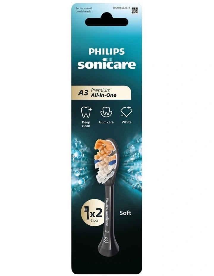 Sonicare A3 Premium All-in-one Brush Head 2 Pack HX9092/91 in Black image 7