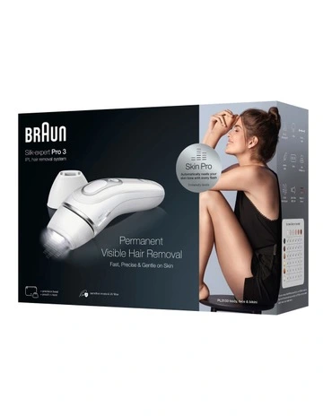 Silk Expert Pro 3 IPL Hair Removal System in White/Silver