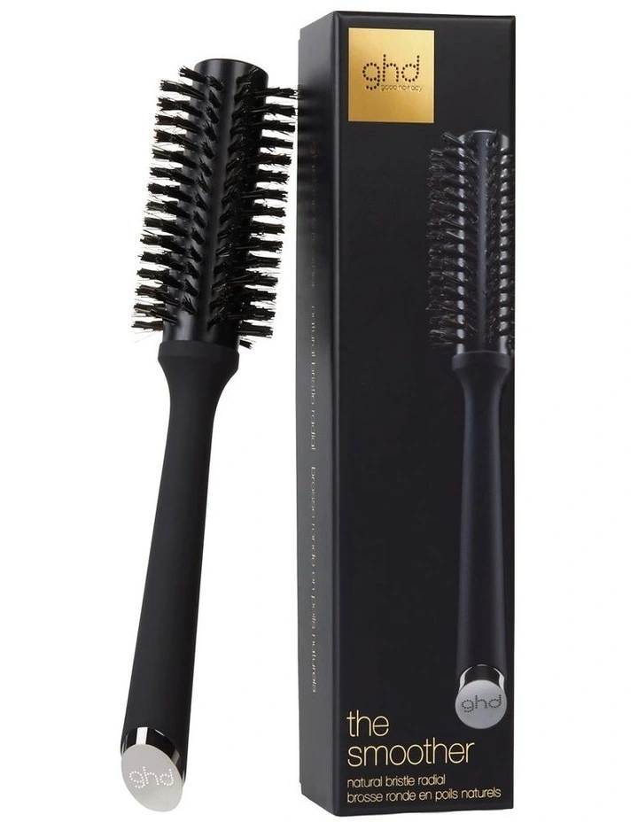 Natural Bristle Brush (size 2) The Smoother Round Hair Brush in Black image 2