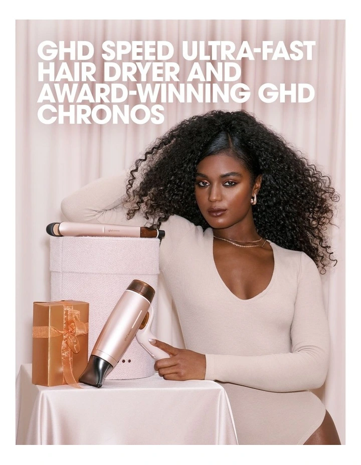 Deluxe Bundle Speed Hair Dryer & Chronos Hair Straightener Gift Set In Cashmere Beige image 3