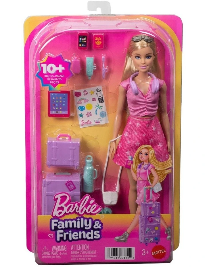 Barbie Family & Friends Limitless Adventure Malibu Fashion Doll with 10  Travel-Themed Accessories image 1