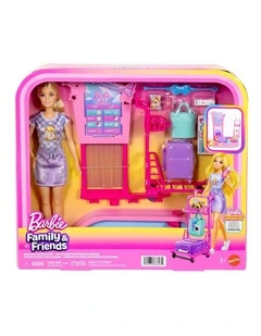 Barbie Malibu Travel Doll, Baggage Claim Playset & Accessories