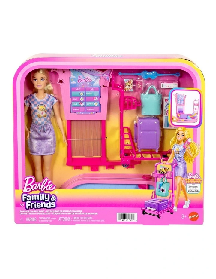 Barbie Malibu Travel Doll, Baggage Claim Playset & Accessories image 1
