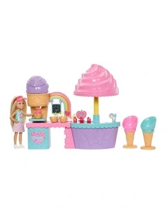 Barbie Club Chelsea Ice Cream Shop Playset with Chelsea Doll, 2 Dough Colors, and Accessories