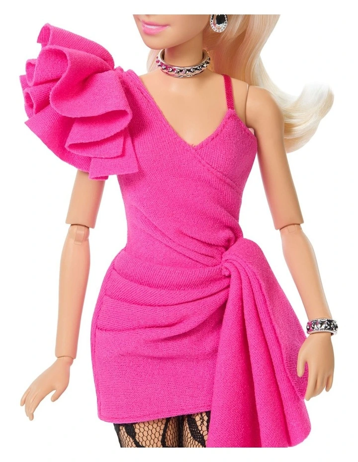 Barbie Deluxe Style Doll #15 in Hot Pink Barbiecore Dress with Lace Tights and Blonde Ponytail image 3