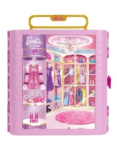 Barbie Closet with Spin & Style Feature, Vanity, Ottoman, 4 Fashions, 20  Pieces, Portable Storage