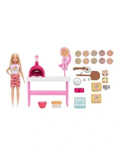 Barbie Pizza Shop Playset with Blonde Doll, Pizza Making Station, 25 Accessories