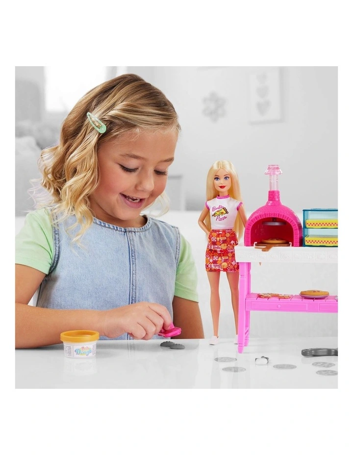 Barbie Pizza Shop Playset with Blonde Doll, Pizza Making Station, 25 Accessories image 4