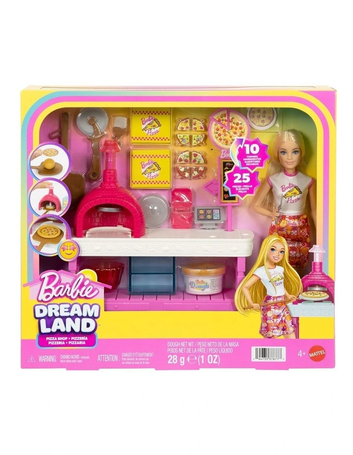 Barbie Pizza Shop Playset with Blonde Doll, Pizza Making Station, 25 Accessories image 5
