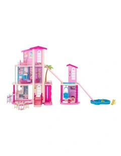 Barbie DreamHouse Dollhouse, 2 Pools, 2 Slides, 2 Houses, Elevator with 3 Levels & 65 Pieces Including Furniture & Accessories