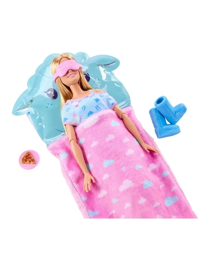 Barbie Party Unboxed Sleepover Reveal Series Blue Pajama Doll & Accessories with 7 Surprises image 5
