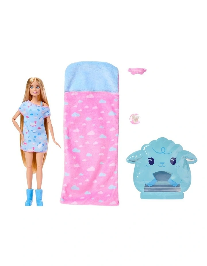 Barbie Party Unboxed Sleepover Reveal Series Blue Pajama Doll & Accessories with 7 Surprises image 6
