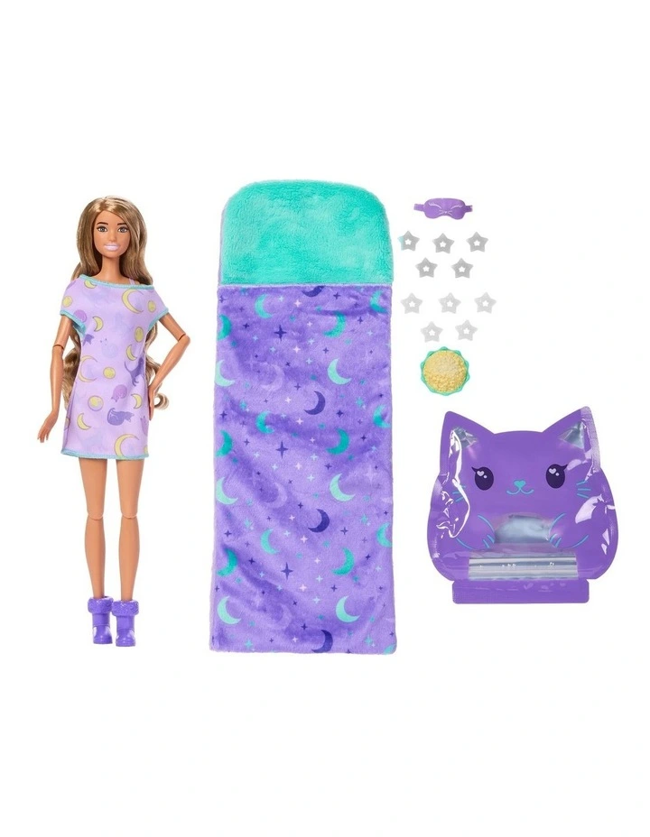 Barbie Party Unboxed Sleepover Reveal Series Purple Pajama Doll & Accessories with 7 Surprises image 6