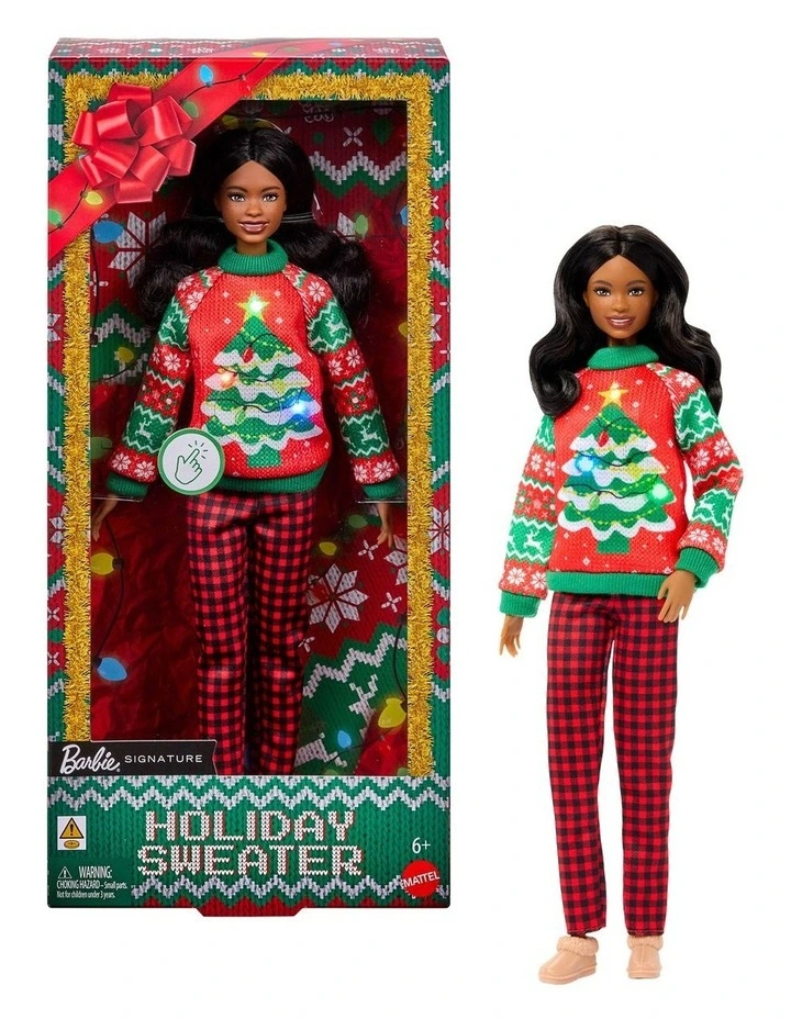 Barbie Holiday Sweater Doll, Collectible Ugly Sweater Doll in Themed Knit Sweater image 1