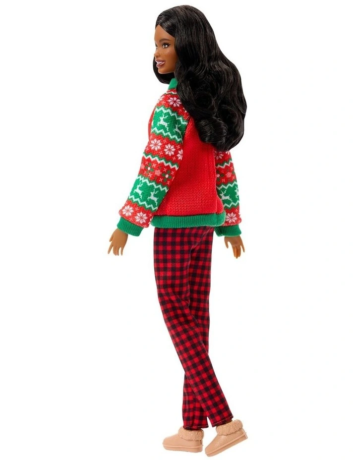 Barbie Holiday Sweater Doll, Collectible Ugly Sweater Doll in Themed Knit Sweater image 4