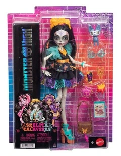 Monster High Skelita Calaveras Fashion Doll in Ruffled Dress with Pet Candelita and 7 Accessories