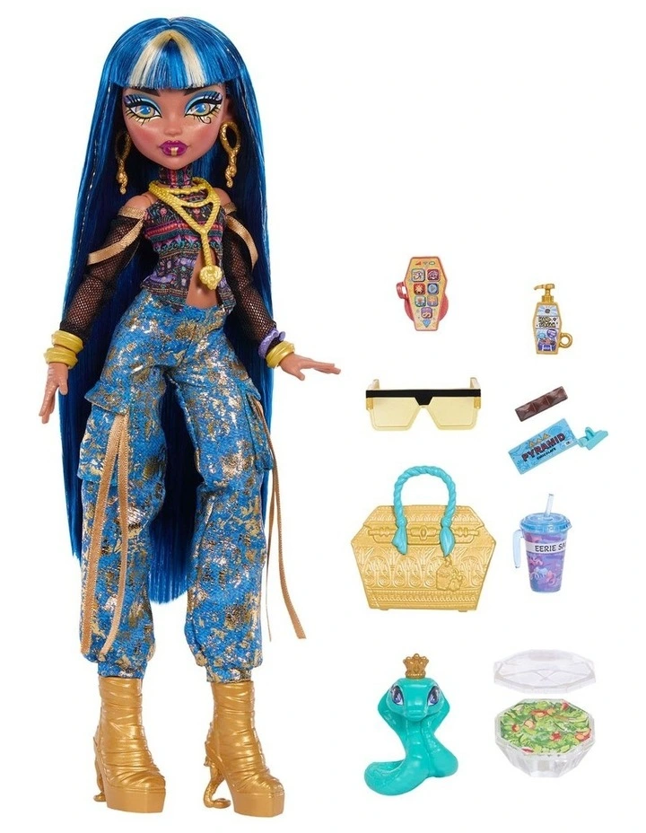 Monster High Cleo De Nile Fashion Doll in Cargo Pants with Pet Hissette and 7 Accessories image 6