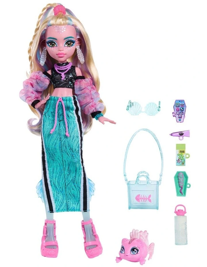 Monster High Lagoona Blue Fashion Doll in Maxi Skirt with Pet Neptuna and 7 Accessories image 6