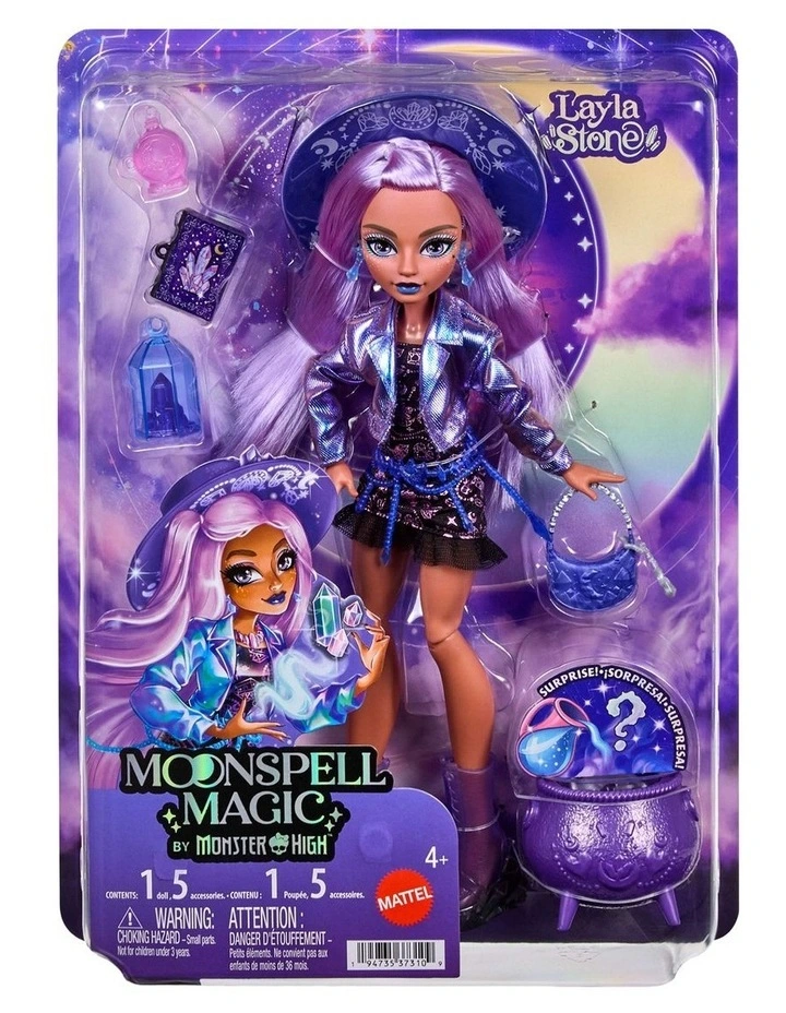 Moonspell Magic by Monster High Layla Stone Fashion Doll, Crystal Witch with Accessories image 1