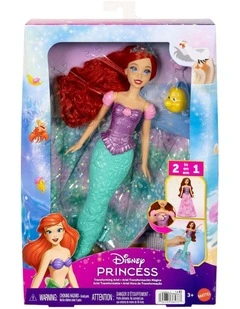 Disney Princess Ariel Human to Mermaid Transforming Fashion Doll with Flounder & 2 Accessories
