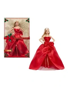 Barbie Signature 2026 Holiday Barbie Fashion Doll, Seasonal Collector, Blonde with Red Gown with Bow Detail