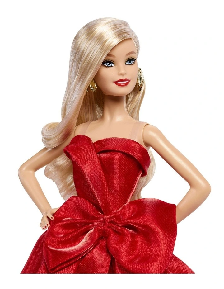 Barbie Signature 2026 Holiday Barbie Fashion Doll, Seasonal Collector, Blonde with Red Gown with Bow Detail image 2