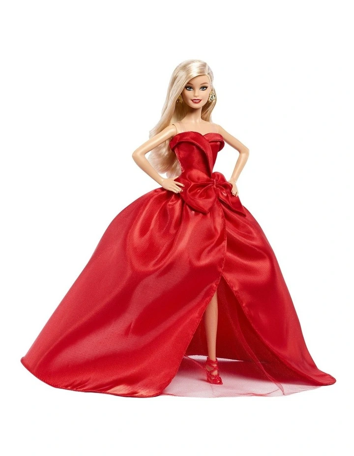 Barbie Signature 2026 Holiday Barbie Fashion Doll, Seasonal Collector, Blonde with Red Gown with Bow Detail image 3