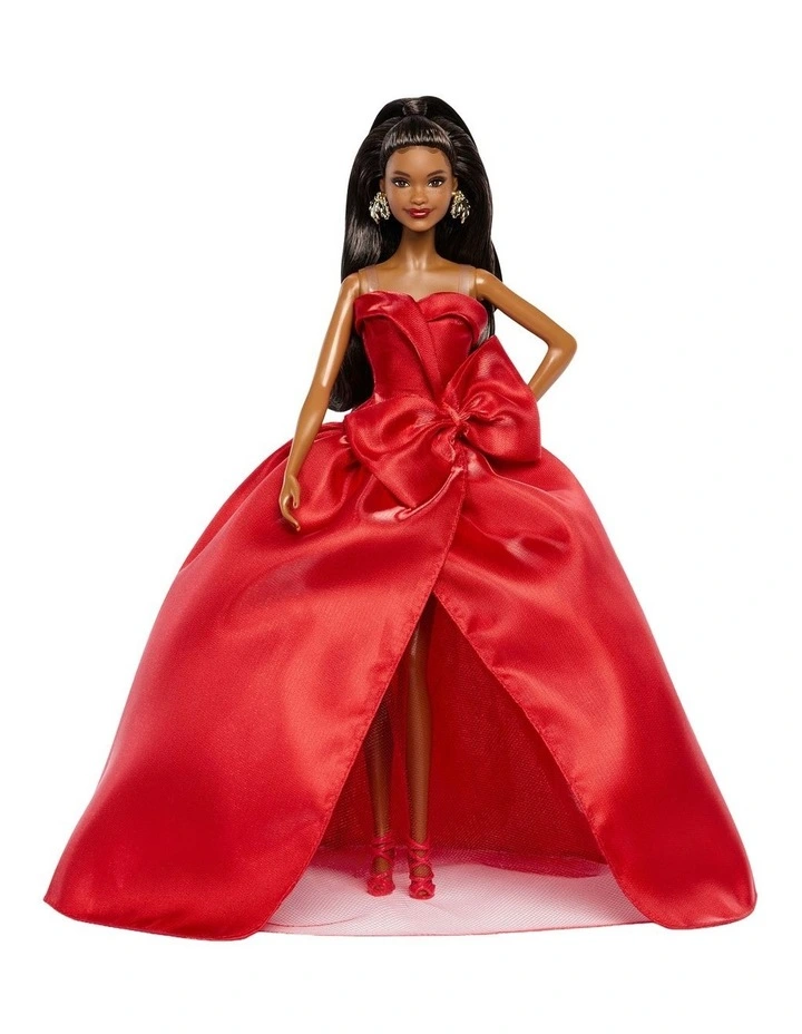 Barbie Signature 2026 Holiday Barbie Fashion Doll, Seasonal Collector, Black Hair with Red Gown with Bow Detail image 3