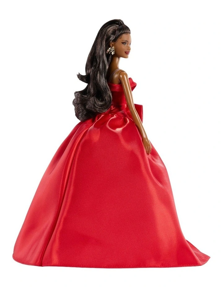 Barbie Signature 2026 Holiday Barbie Fashion Doll, Seasonal Collector, Black Hair with Red Gown with Bow Detail image 4