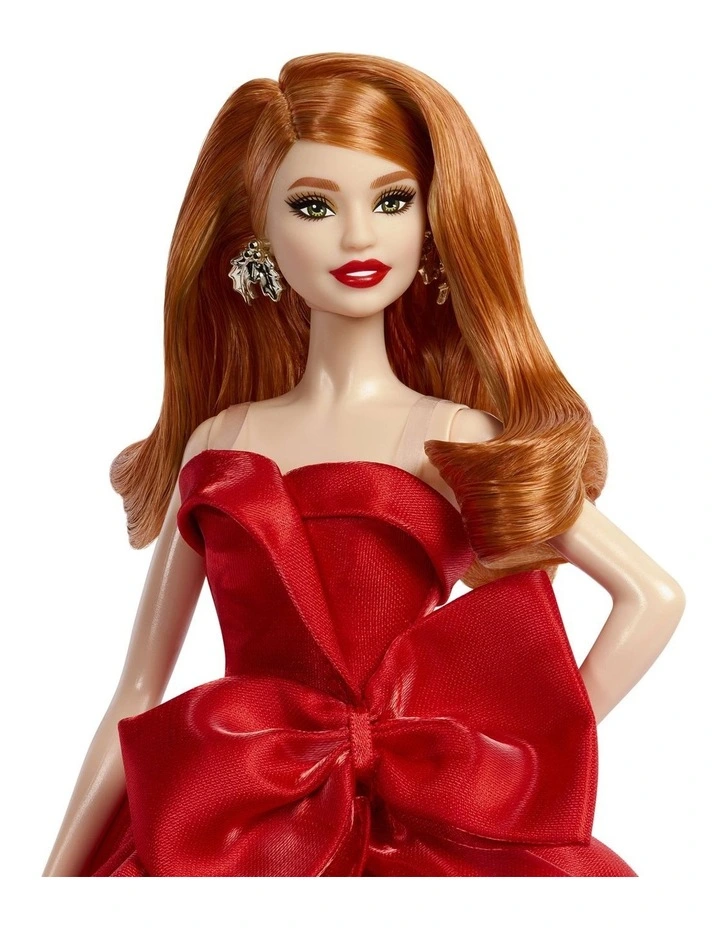 Barbie Signature 2026 Holiday Barbie Fashion Doll, Seasonal Collector, Red Hair with Red Gown with Bow Detail image 2