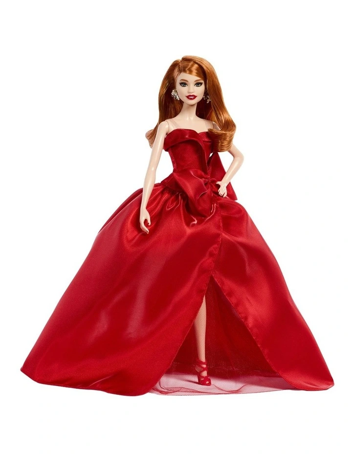 Barbie Signature 2026 Holiday Barbie Fashion Doll, Seasonal Collector, Red Hair with Red Gown with Bow Detail image 3