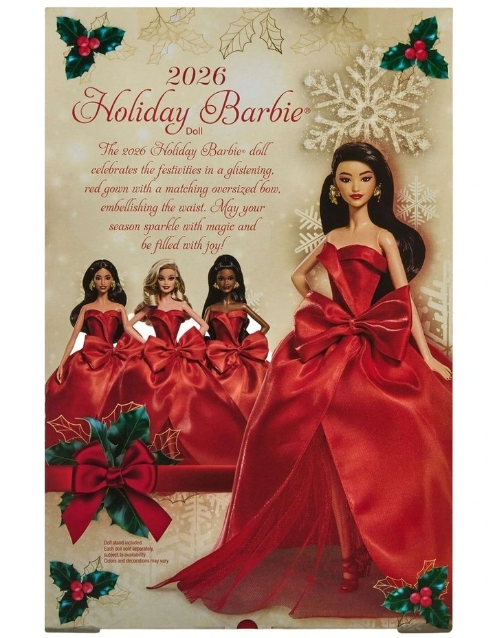 Barbie Signature 2026 Holiday Barbie Fashion Doll, Seasonal Collector, Red Hair with Red Gown with Bow Detail image 6