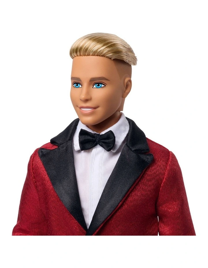 Barbie Signature 2026 Holiday Blonde Ken Collectible Fashion Doll wearing Full Suit with Red Jacket image 2