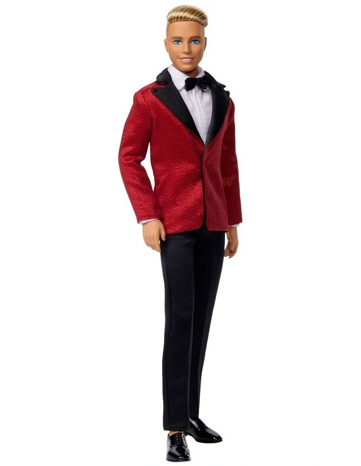 Barbie Signature 2026 Holiday Blonde Ken Collectible Fashion Doll wearing Full Suit with Red Jacket image 3