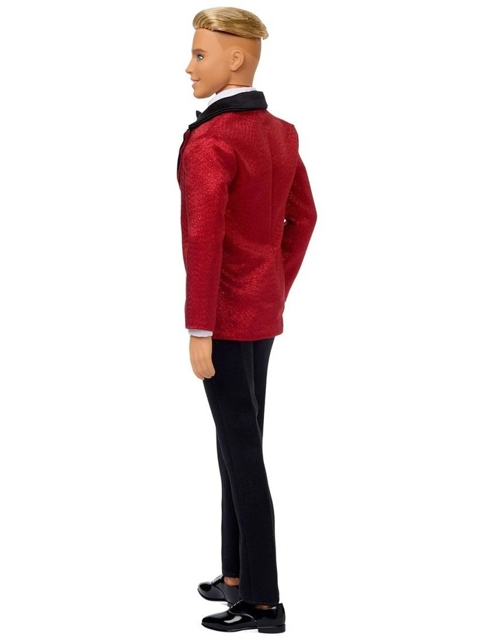 Barbie Signature 2026 Holiday Blonde Ken Collectible Fashion Doll wearing Full Suit with Red Jacket image 5