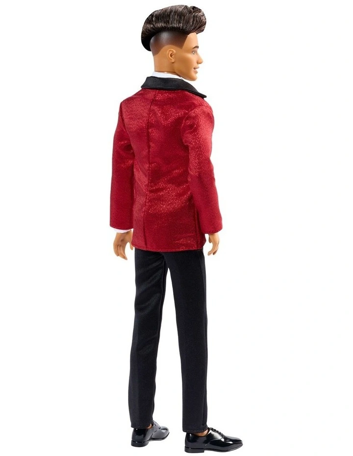 Barbie Signature 2026 Holiday Curly Black Hair Ken Collectible Fashion Doll wearing Full Suit with Red Jacket image 5