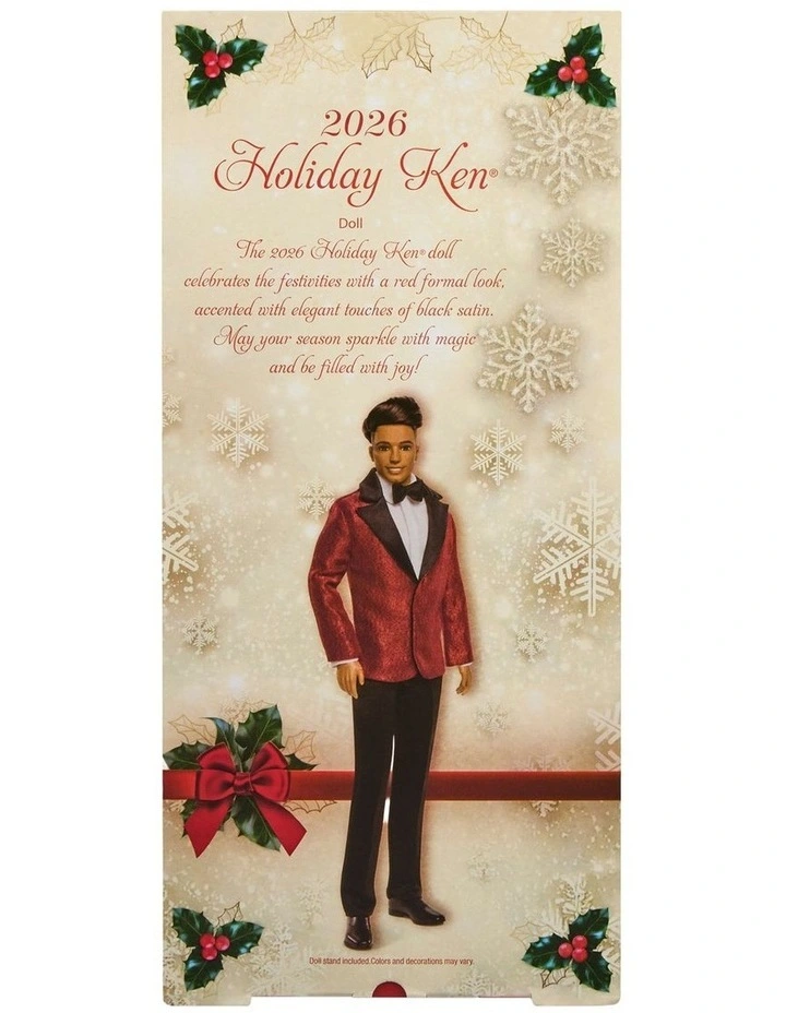 Barbie Signature 2026 Holiday Curly Black Hair Ken Collectible Fashion Doll wearing Full Suit with Red Jacket image 6