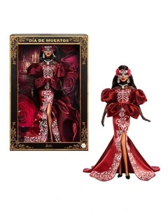 Barbie 2026 Da De Muertos Doll in Satin Mermaid Dress and Removable Calavera Mask