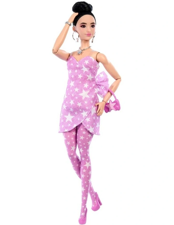 Barbie Deluxe Style Fashion Doll #11 in Pink Denim Star-Print Dress image 3