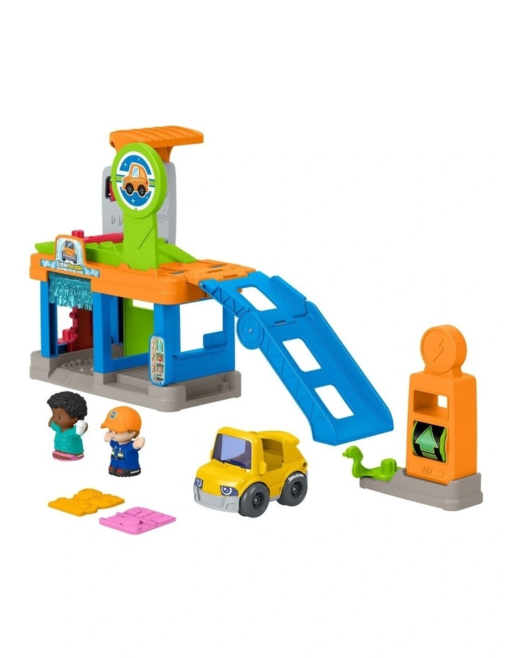 Little People Fillin Fun Service Station Toddler Playset, 1 Toy Car & 2 Figures image 1