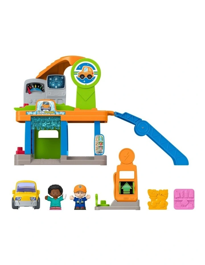 Little People Fillin Fun Service Station Toddler Playset, 1 Toy Car & 2 Figures image 2