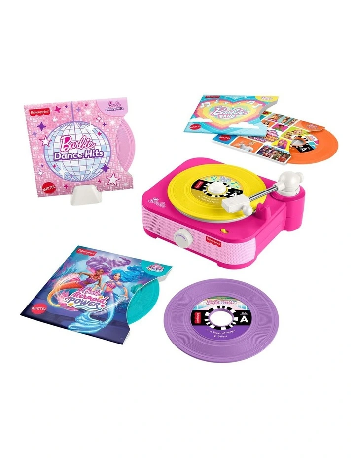 Fisher-Price Barbie Record Player Musical Toy for Preschool Pretend Play, 5 Records & Display Rack image 1