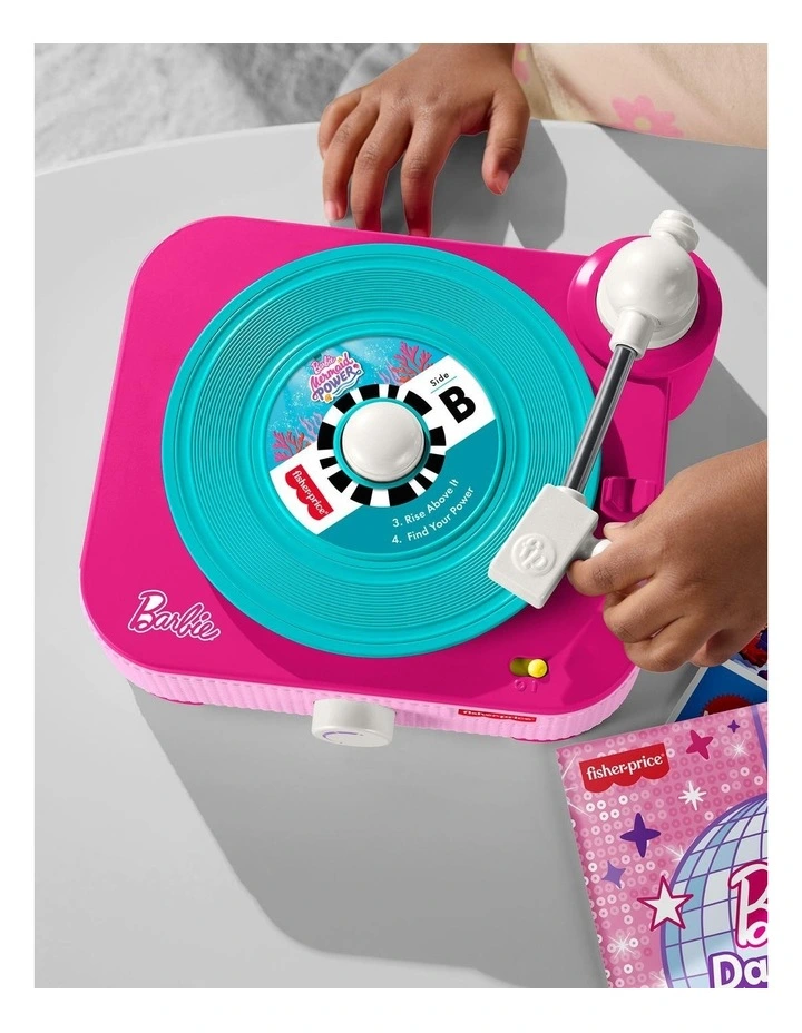 Fisher-Price Barbie Record Player Musical Toy for Preschool Pretend Play, 5 Records & Display Rack image 4